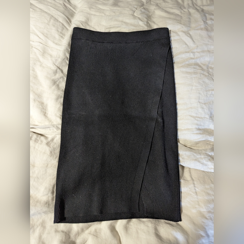 Abercrombie & Fitch Wrap Ribbed Midi Skirt